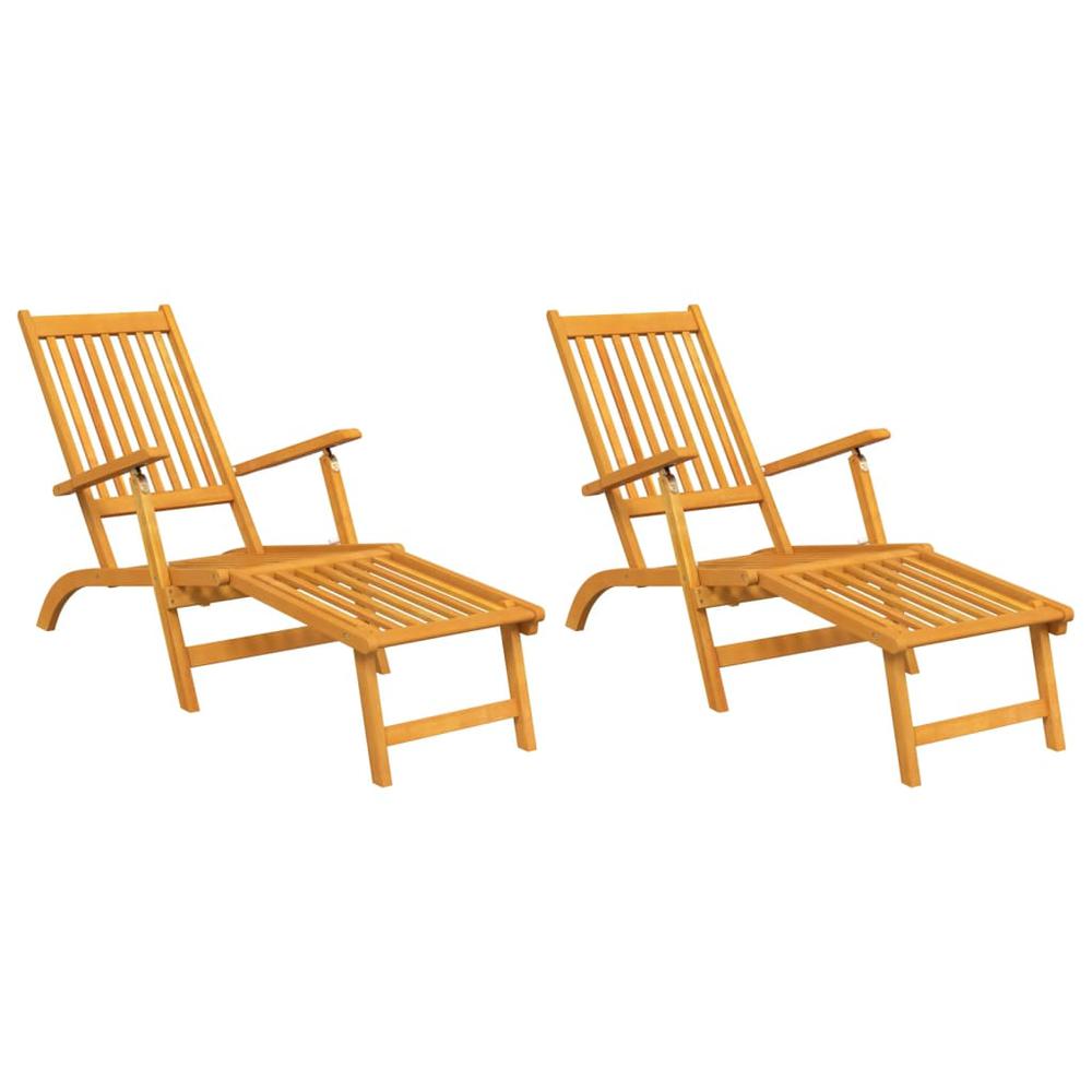 Patio Deck Chairs with Footrests 2 pcs Solid Wood Acacia. Picture 1