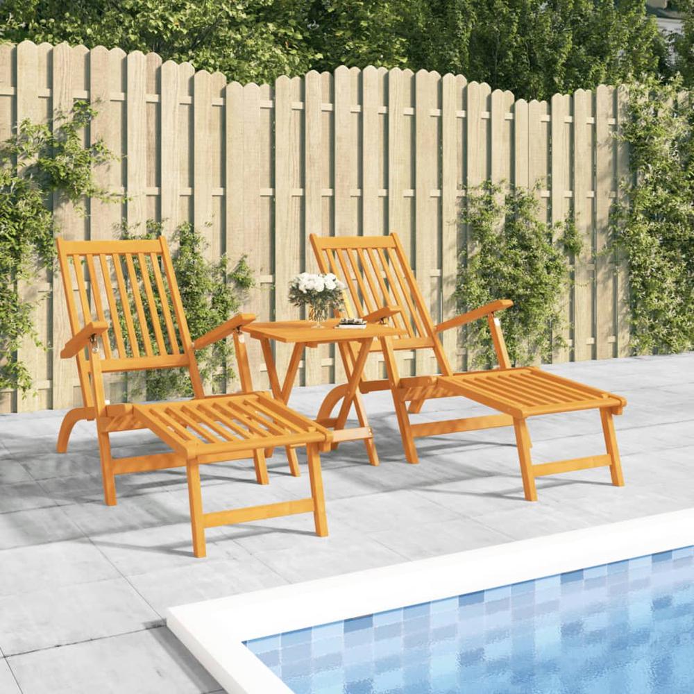 Patio Deck Chairs with Footrests 2 pcs Solid Wood Acacia. Picture 7