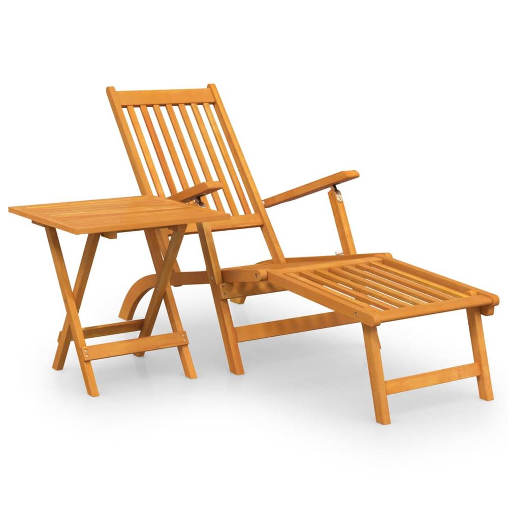 Patio Deck Chair with Footrest and Table Solid Wood Acacia. Picture 1