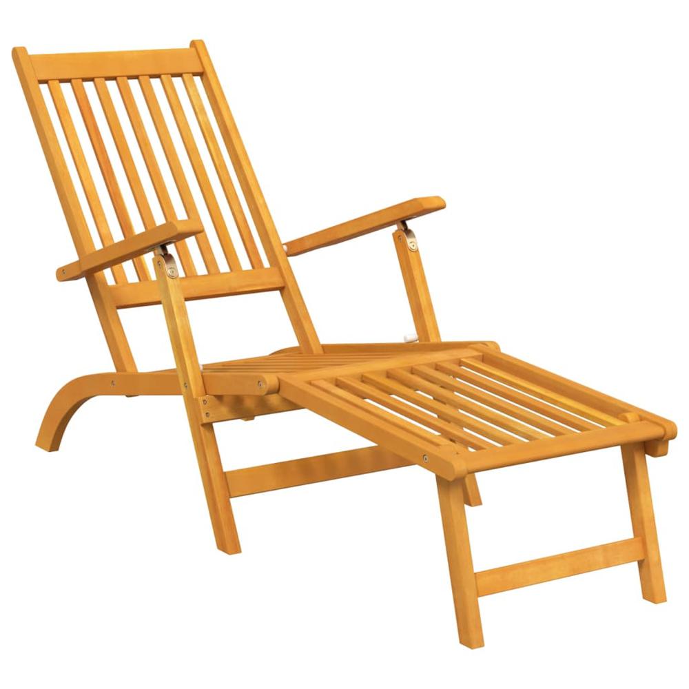 Patio Deck Chair with Footrest and Table Solid Wood Acacia. Picture 2