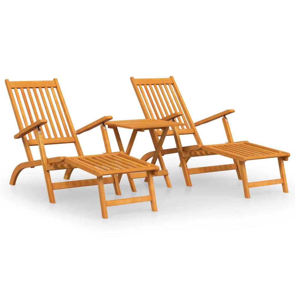 Patio Deck Chairs with Footrests and Table Solid Wood Acacia. Picture 1