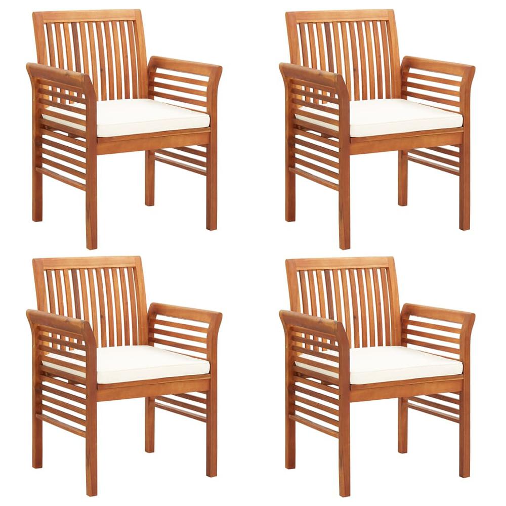 Patio Dining Chairs with Cushions 4 pcs Solid Wood Acacia. Picture 7
