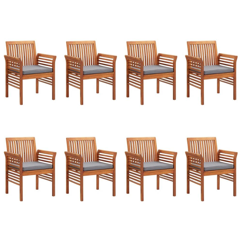 Patio Dining Chairs with Cushions 8 pcs Solid Wood Acacia. Picture 7