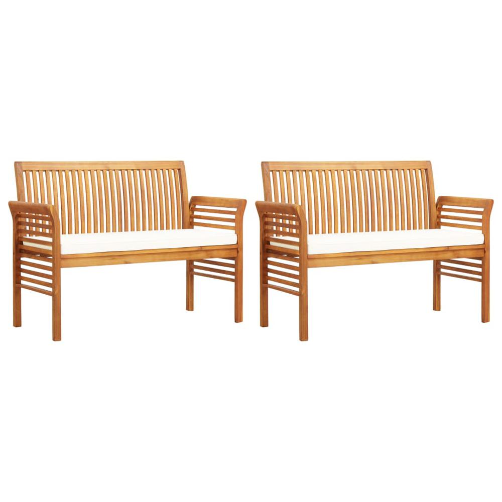 3 Piece Patio Dining Set with Cushions Solid Wood Acacia. Picture 5