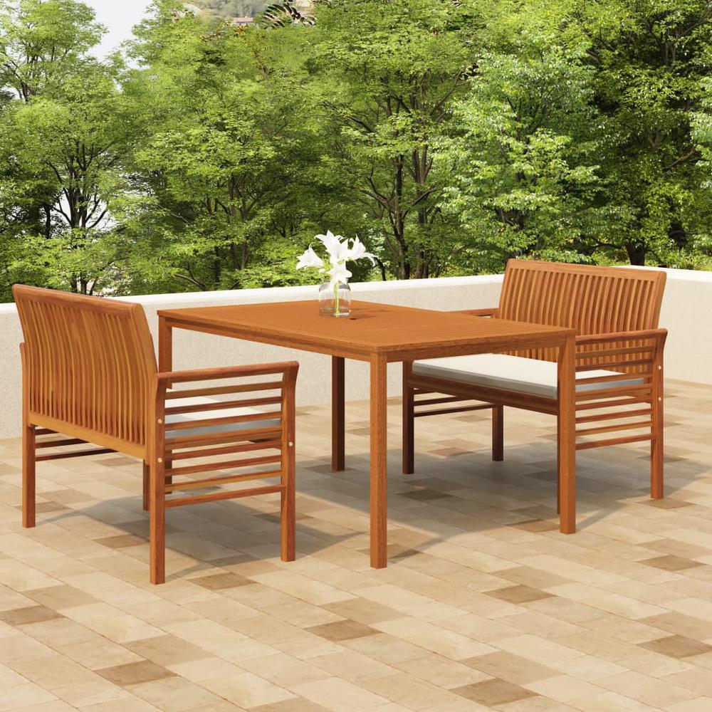 3 Piece Patio Dining Set with Cushions Solid Wood Acacia. Picture 12