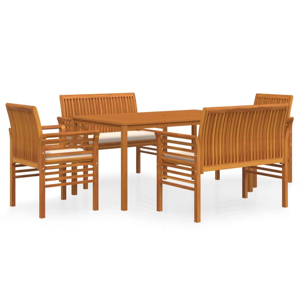 5 Piece Patio Dining Set with Cushions Solid Wood Acacia. Picture 1