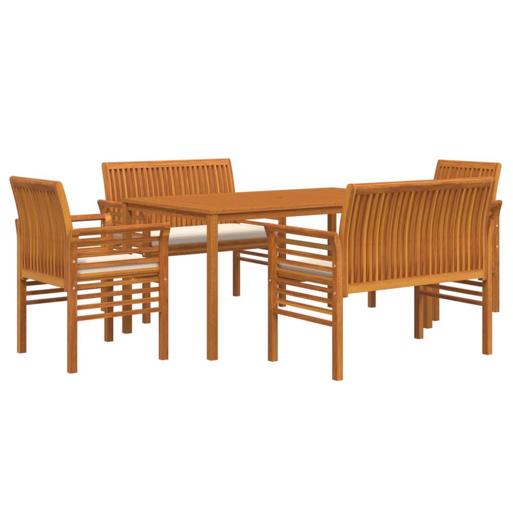 5 Piece Patio Dining Set with Cushions Solid Wood Acacia. Picture 2
