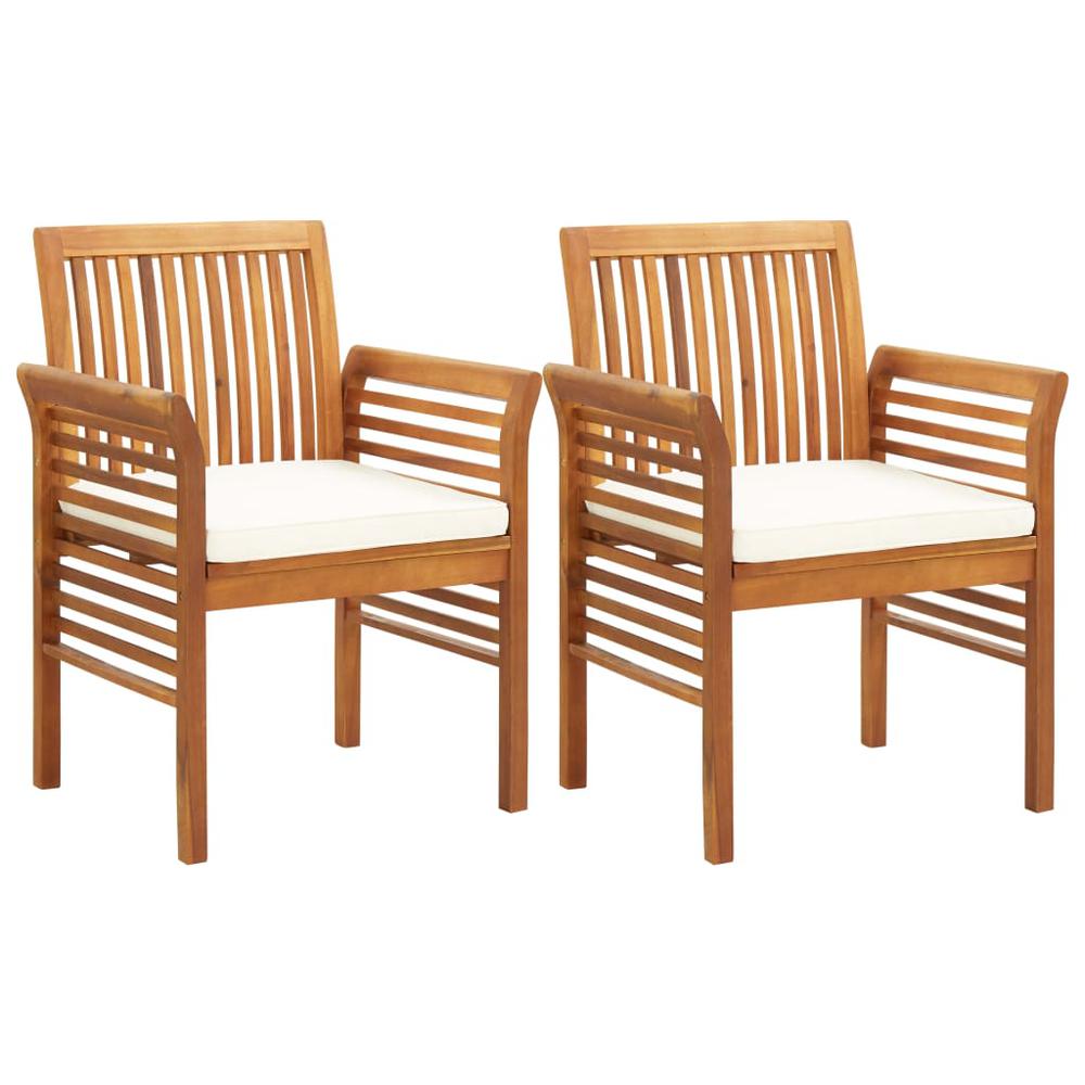 5 Piece Patio Dining Set with Cushions Solid Wood Acacia. Picture 6
