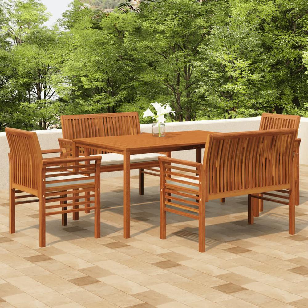 5 Piece Patio Dining Set with Cushions Solid Wood Acacia. Picture 12