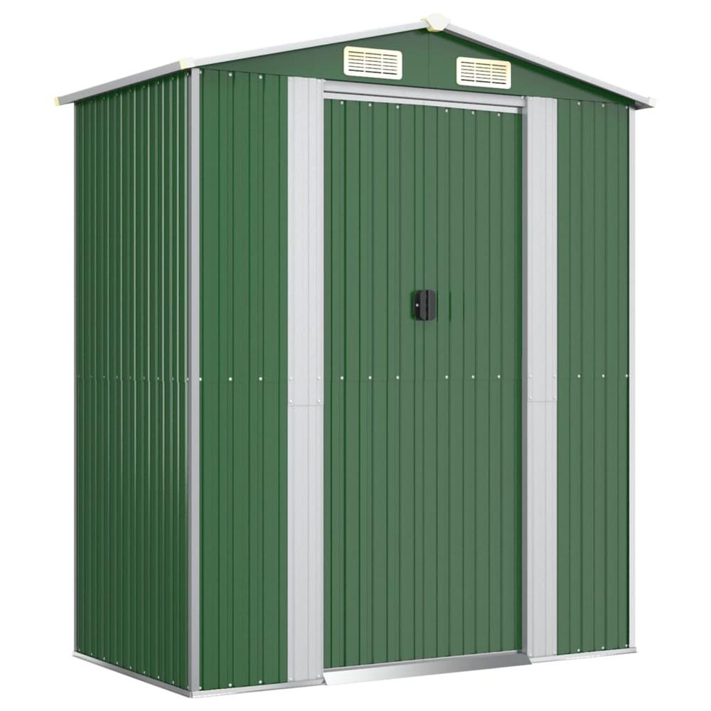 Garden Shed Green 75.6"x42.5"x87.8" Galvanized Steel. Picture 1