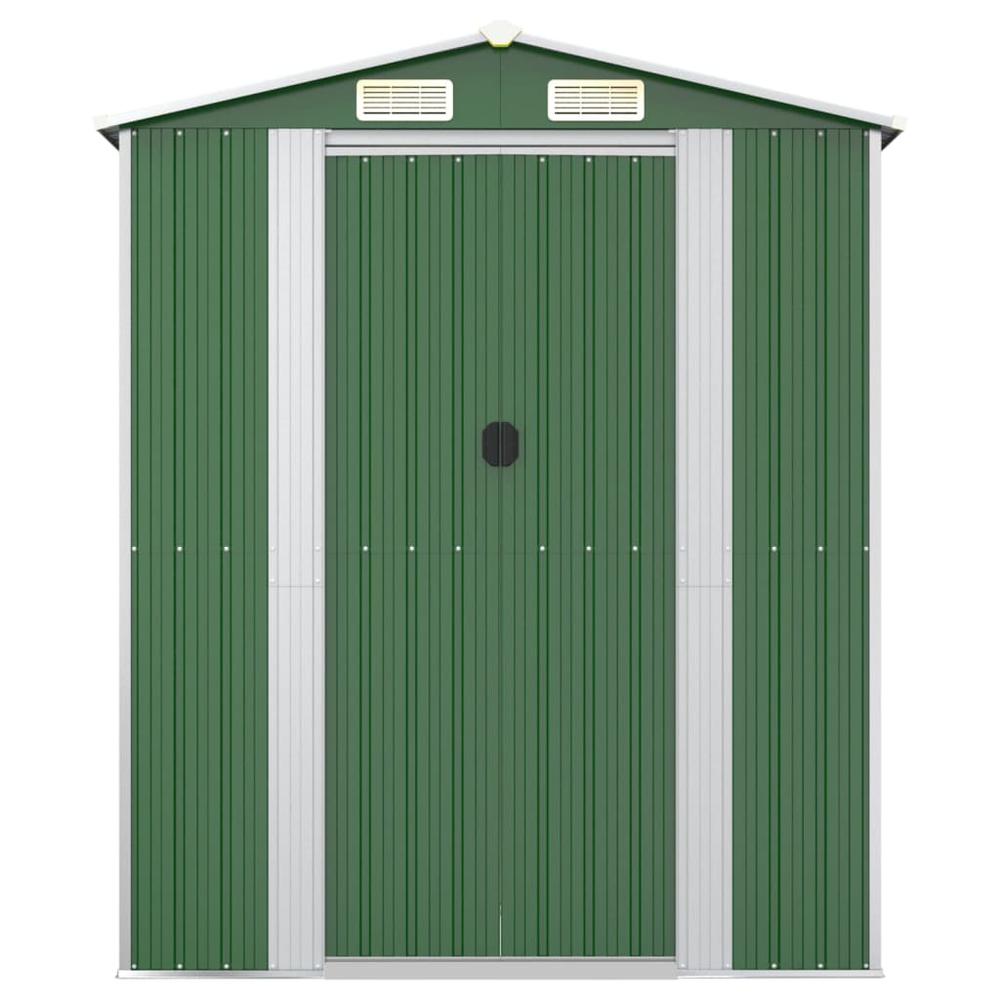 Garden Shed Green 75.6"x42.5"x87.8" Galvanized Steel. Picture 2