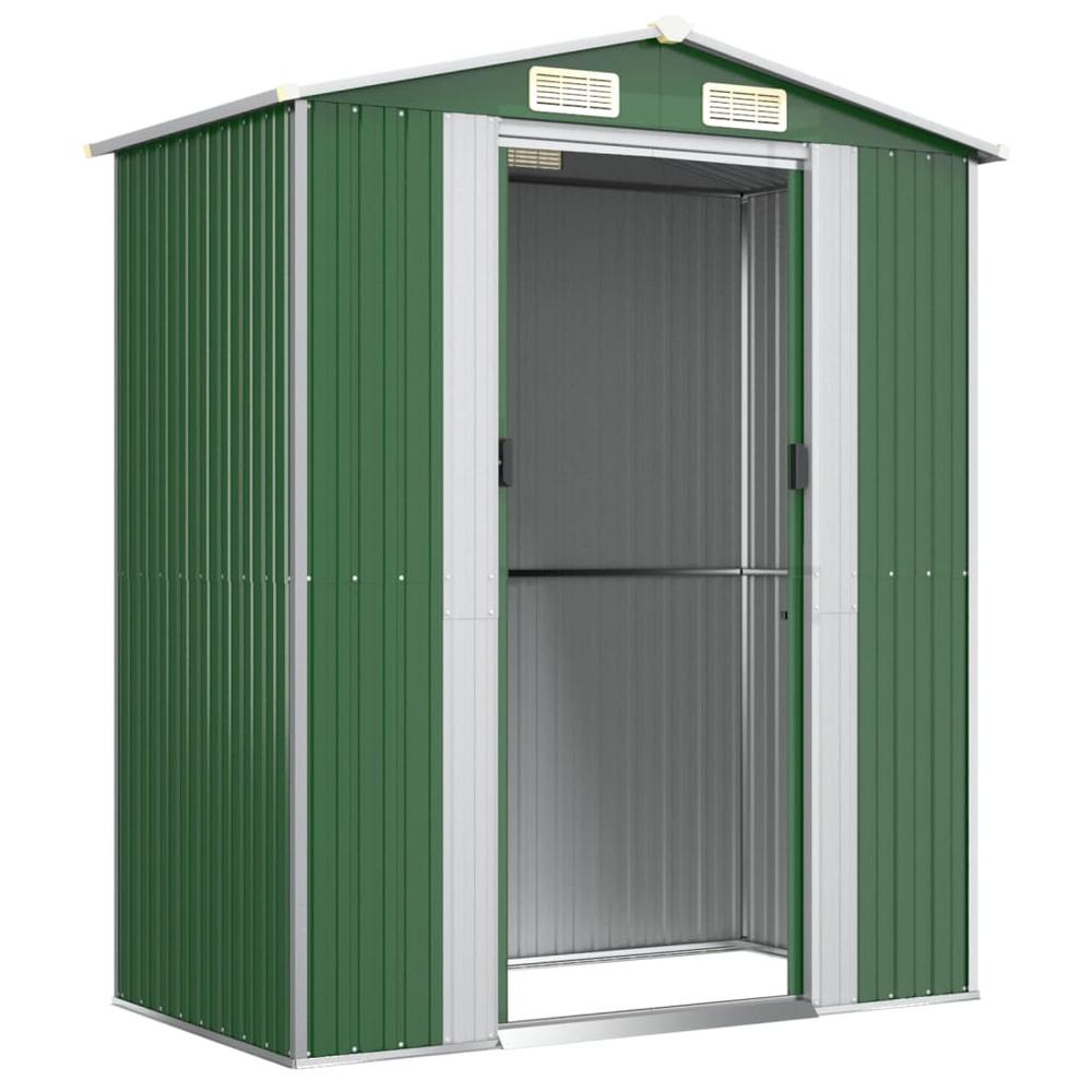 Garden Shed Green 75.6"x42.5"x87.8" Galvanized Steel. Picture 5