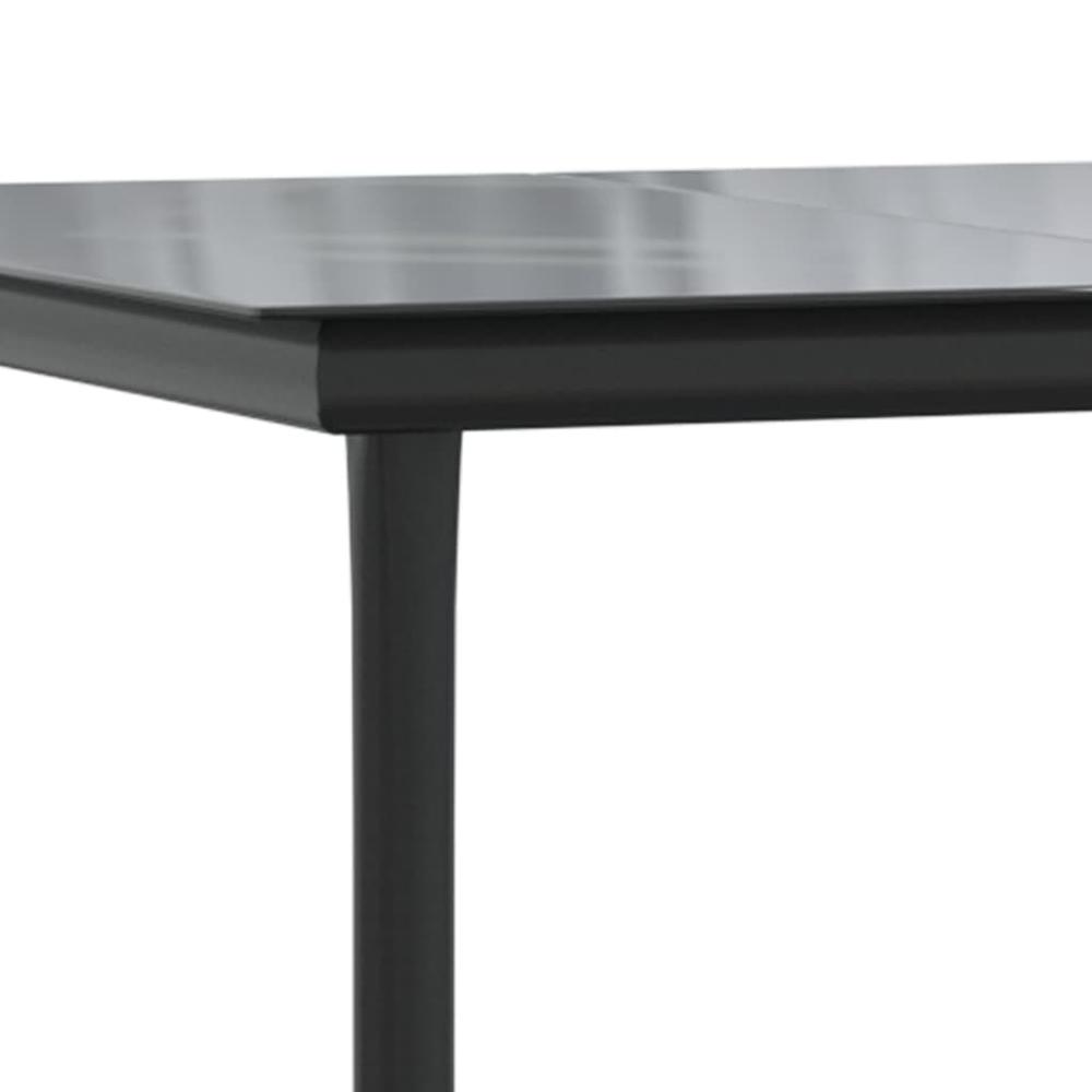 Patio Dining Table Black 63"x31.5"x29.1" Steel and Tempered Glass. Picture 5