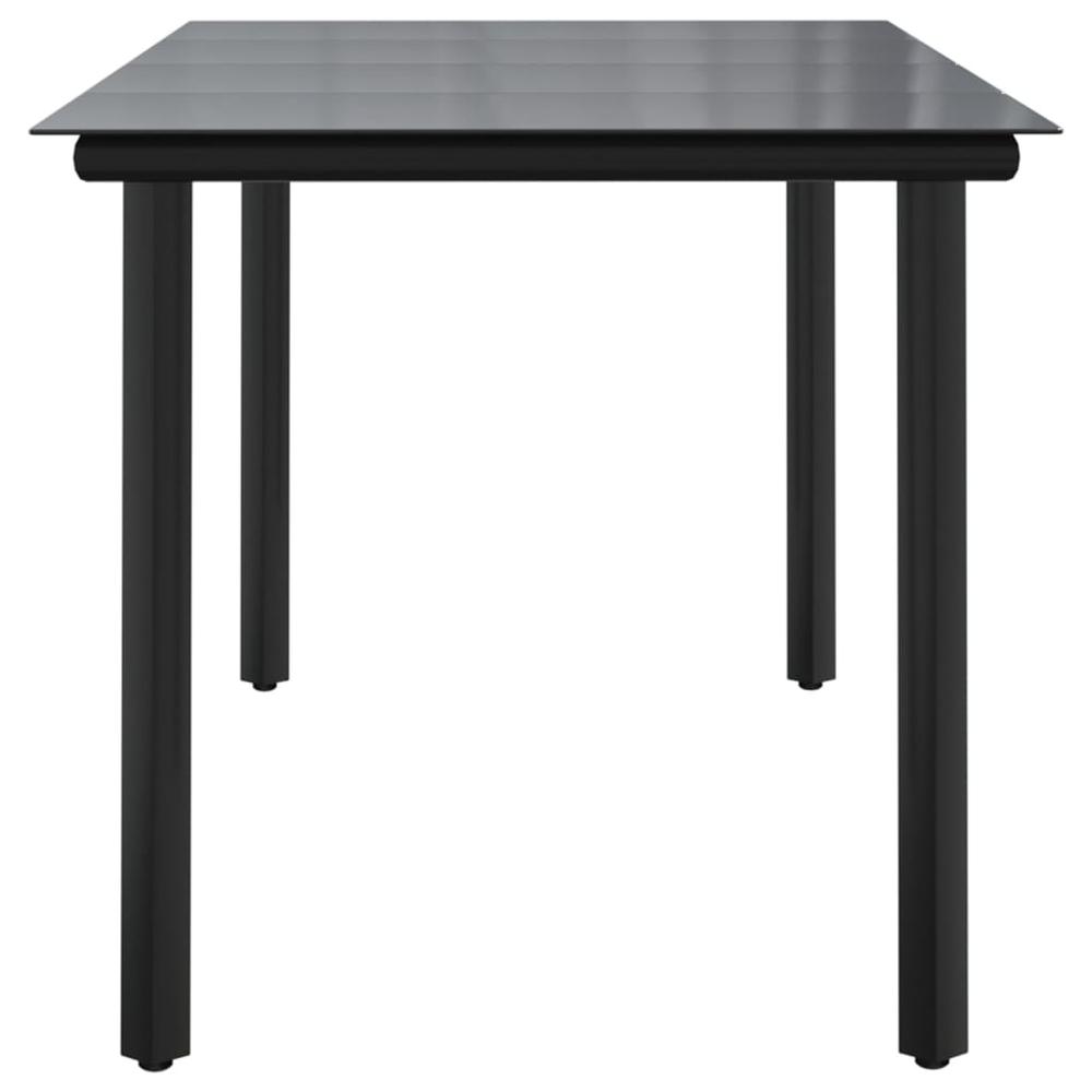 Patio Dining Table Black 63"x31.5"x29.1" Steel and Tempered Glass. Picture 3