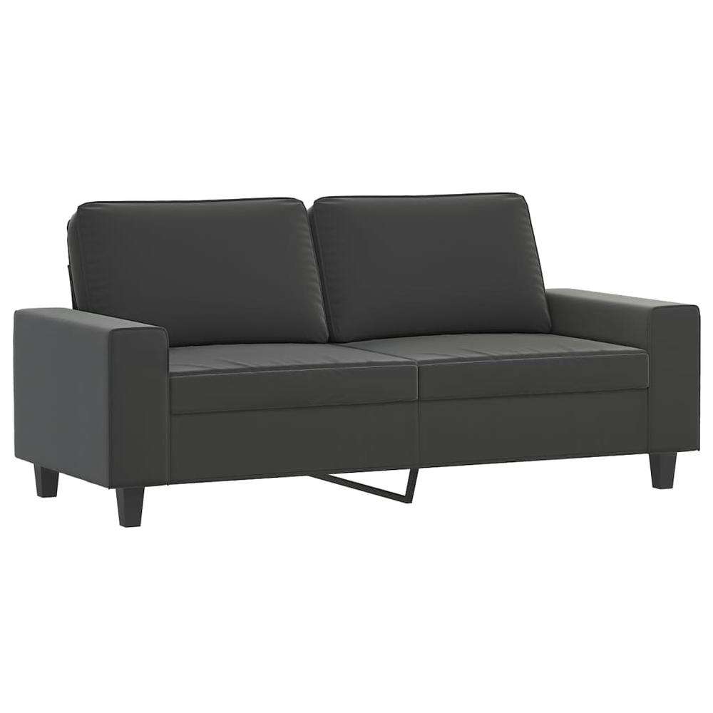 2-Seater Sofa Dark Gray 55.1" Microfiber Fabric. Picture 1
