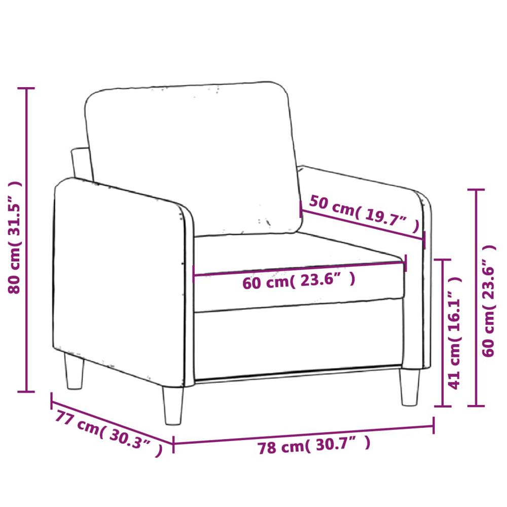 Sofa Chair Light Gray 23.6" Velvet. Picture 7