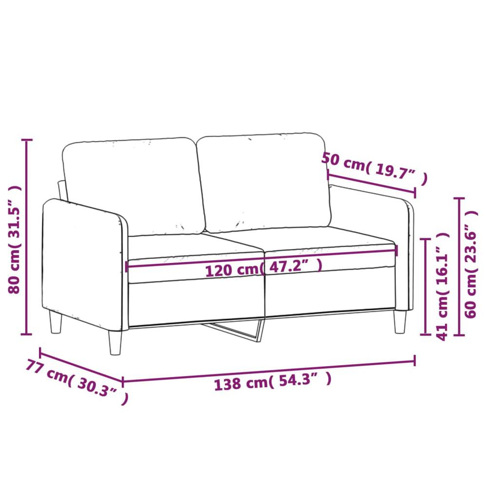 2-Seater Sofa Light Gray 47.2" Velvet. Picture 7