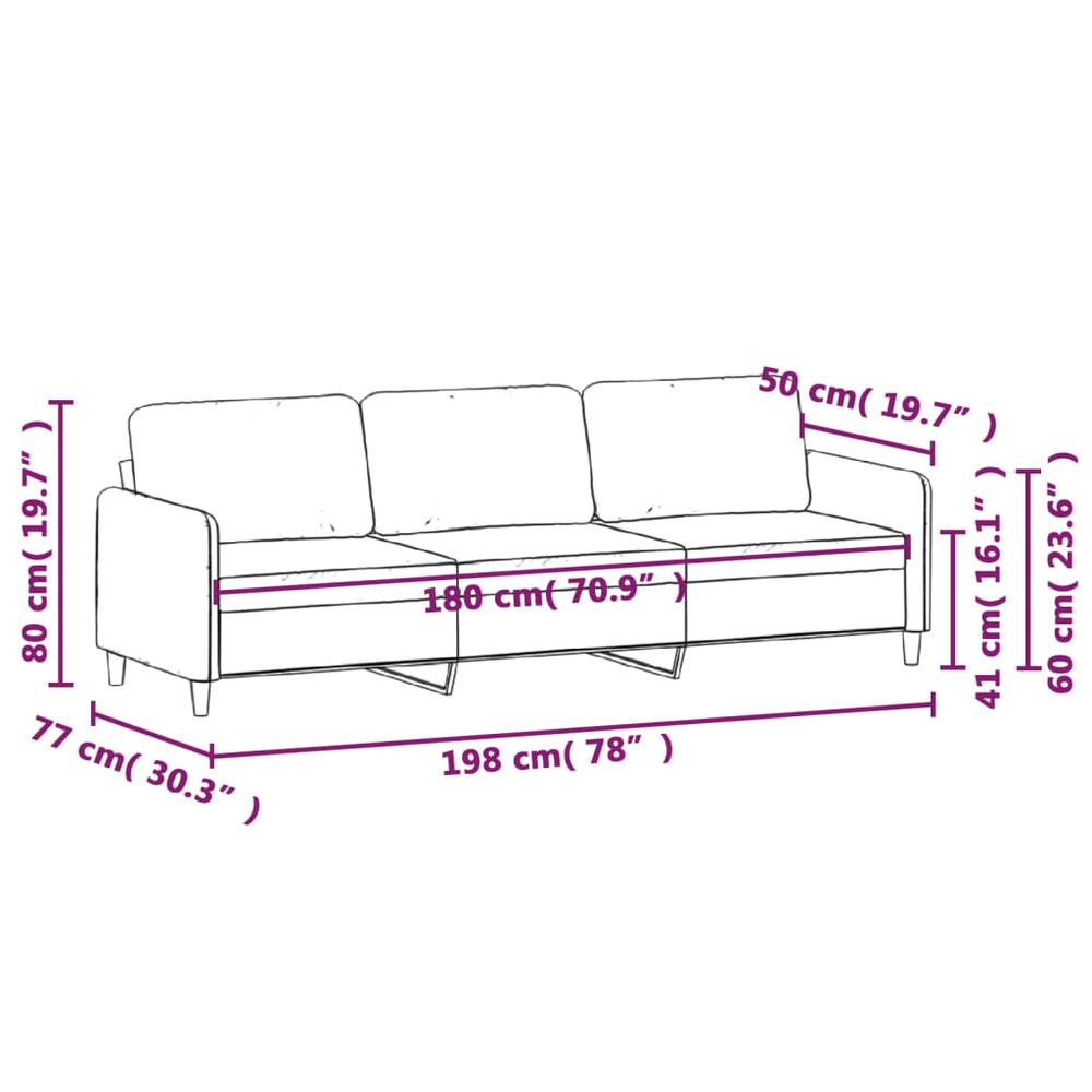 3-Seater Sofa Light Gray 70.9" Velvet. Picture 7