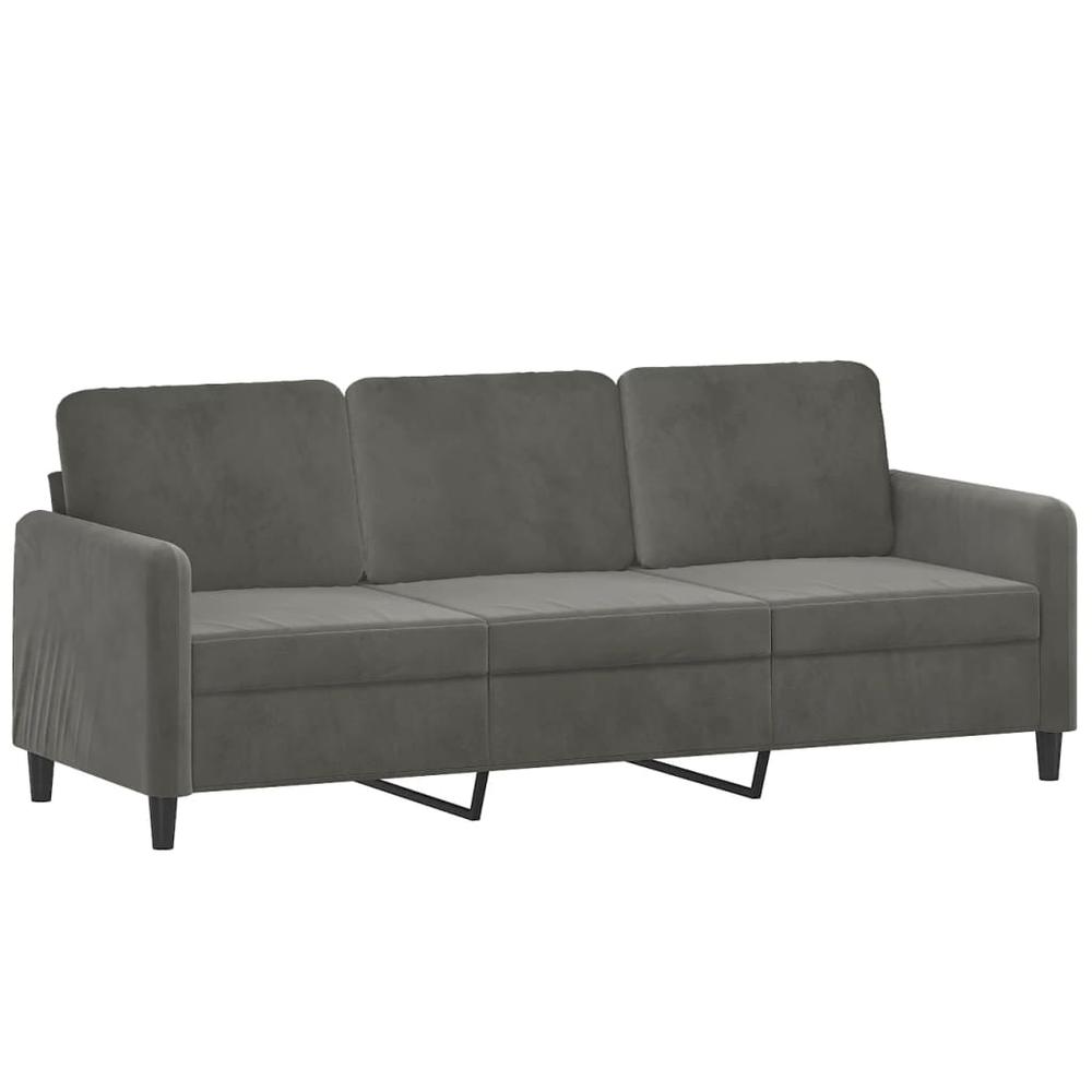 3-Seater Sofa Dark Gray 70.9" Velvet. Picture 1