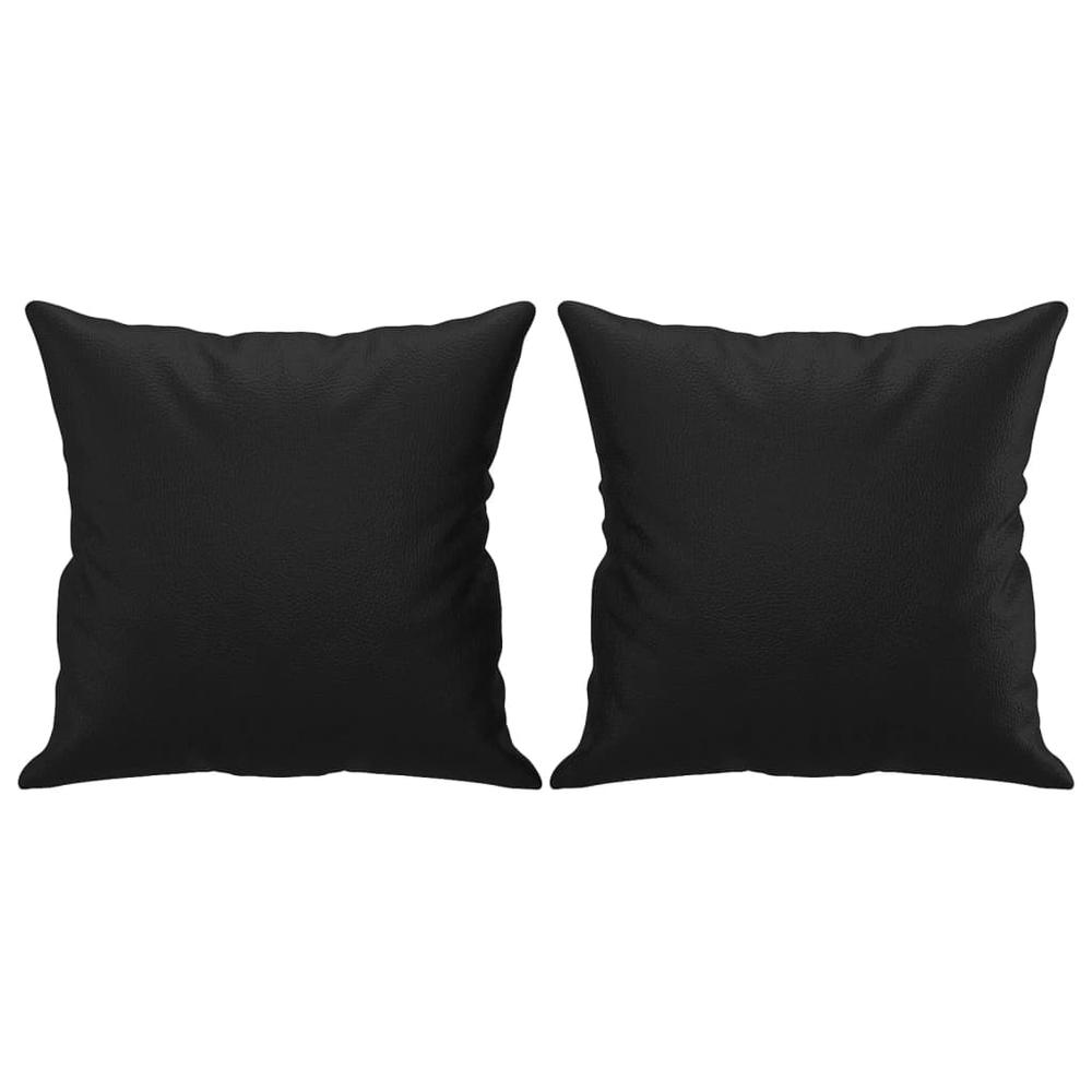 Throw Pillows 2 pcs Black 15.7"x15.7" Faux Leather. Picture 1