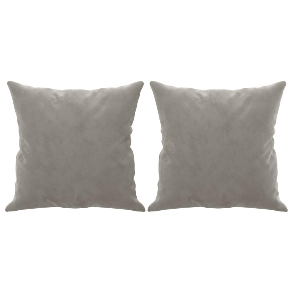 Throw Pillows 2 pcs Light Gray 15.7"x15.7" Velvet. Picture 1