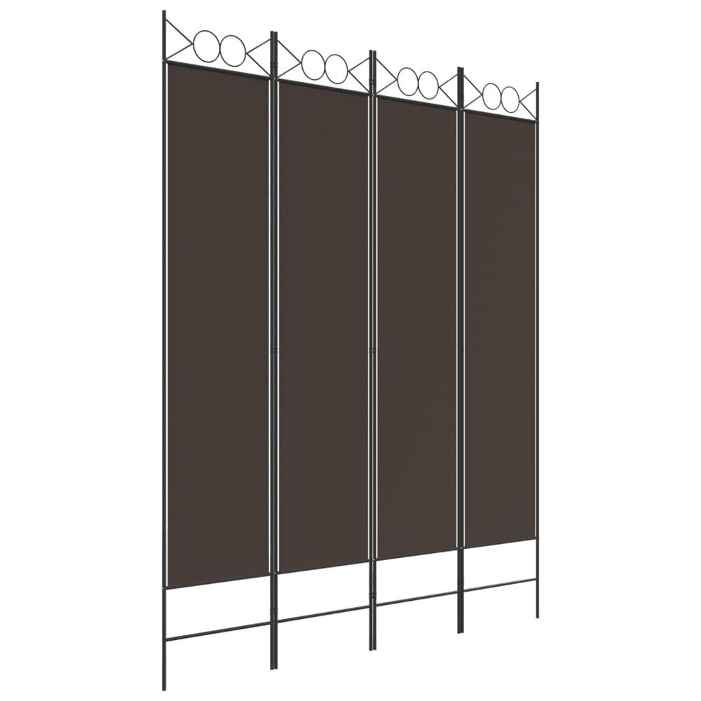 4-Panel Room Divider Brown 63"x78.7" Fabric. Picture 1