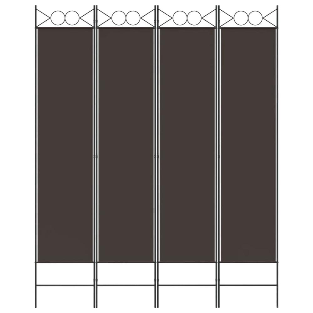 4-Panel Room Divider Brown 63"x78.7" Fabric. Picture 2