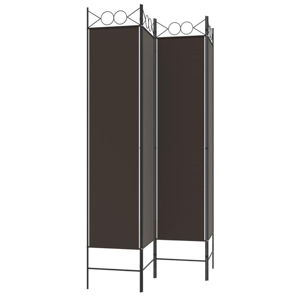 4-Panel Room Divider Brown 63"x78.7" Fabric. Picture 3