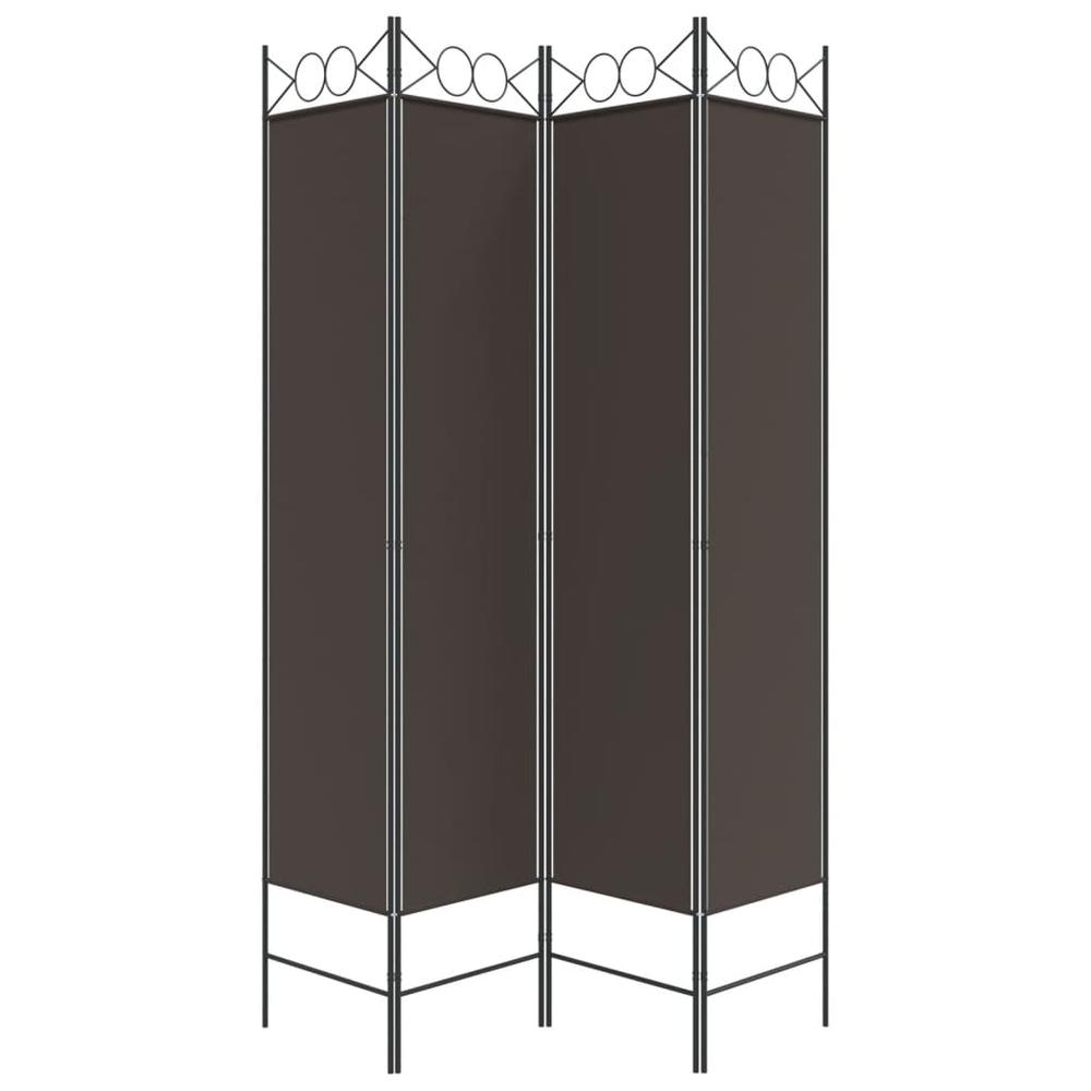 4-Panel Room Divider Brown 63"x78.7" Fabric. Picture 4
