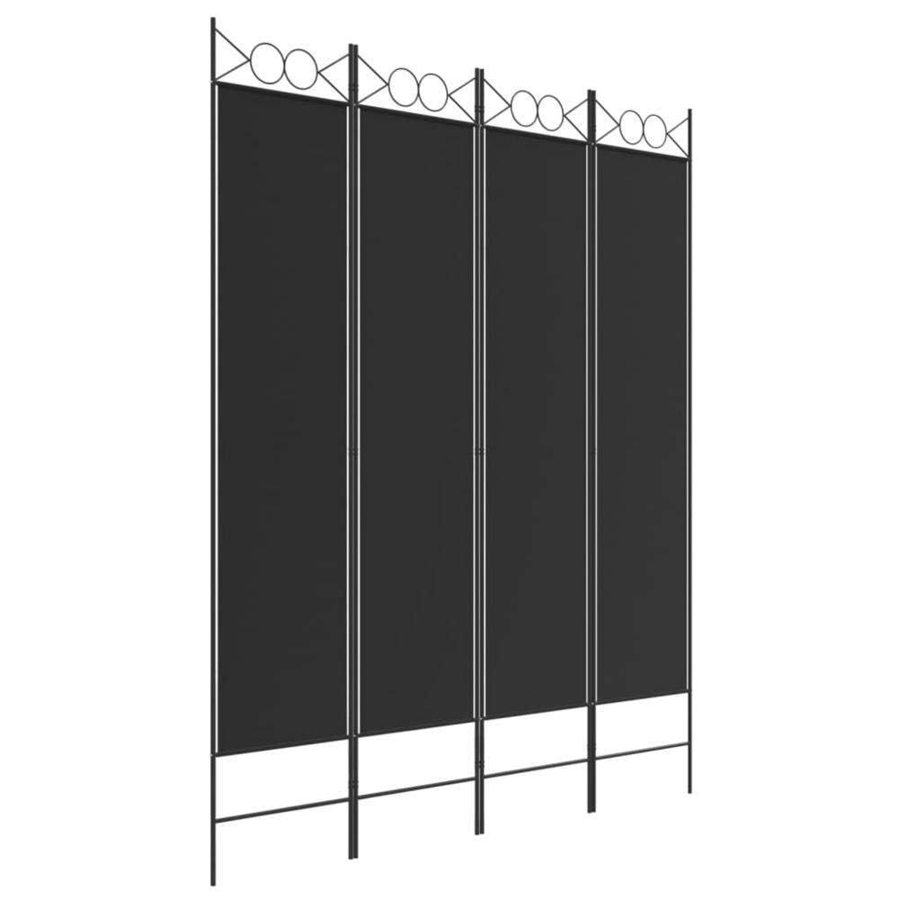 4-Panel Room Divider Black 63"x78.7" Fabric. Picture 1