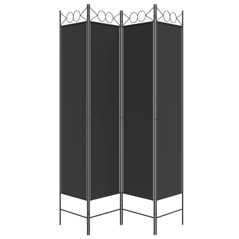4-Panel Room Divider Black 63"x78.7" Fabric. Picture 3