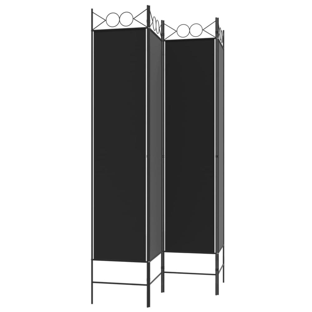 4-Panel Room Divider Black 63"x78.7" Fabric. Picture 4