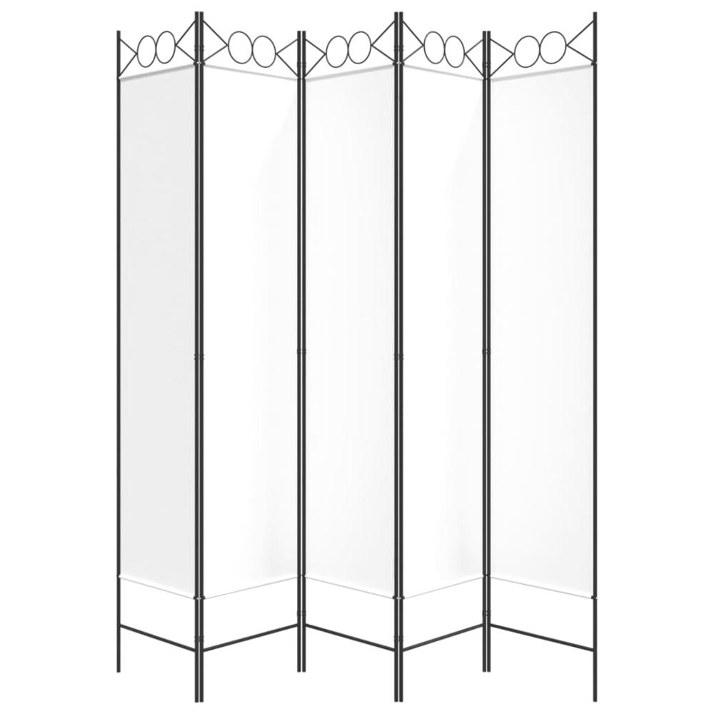 5-Panel Room Divider White 78.7"x78.7" Fabric. Picture 3