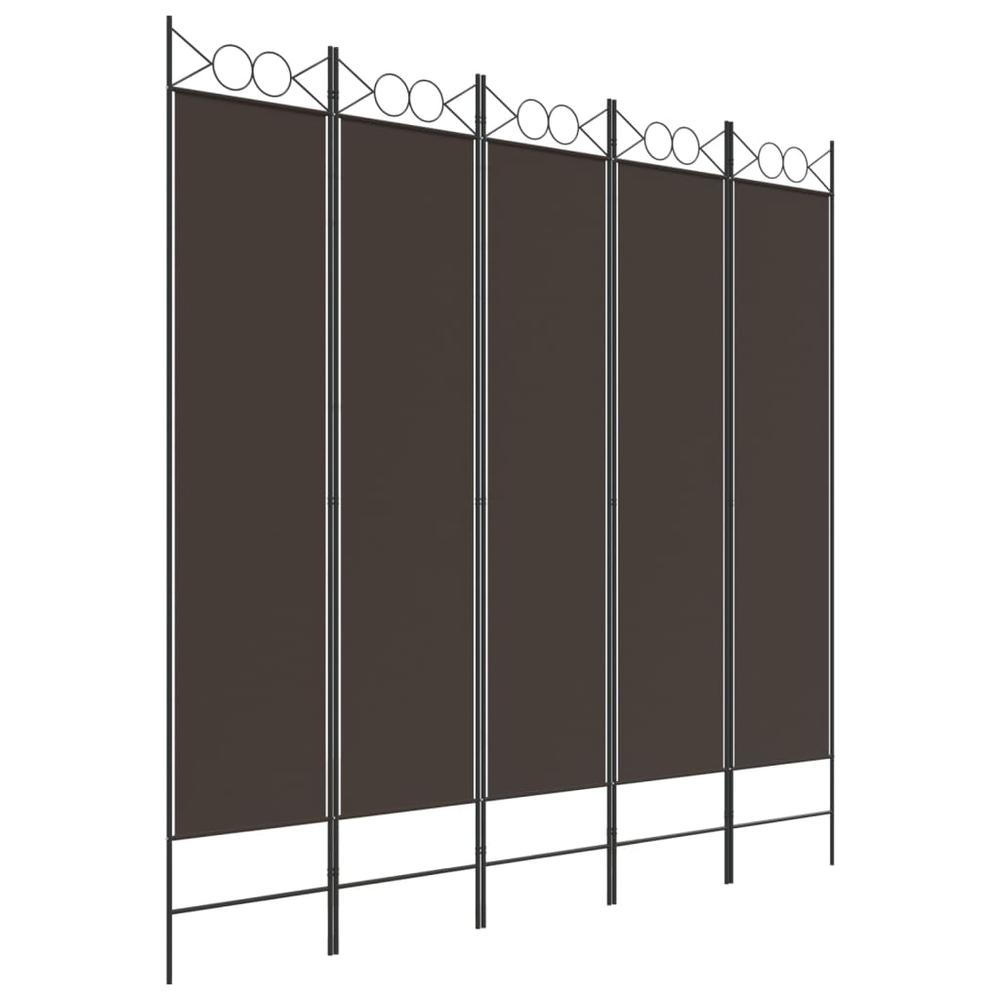 5-Panel Room Divider Brown 78.7"x78.7" Fabric. Picture 1