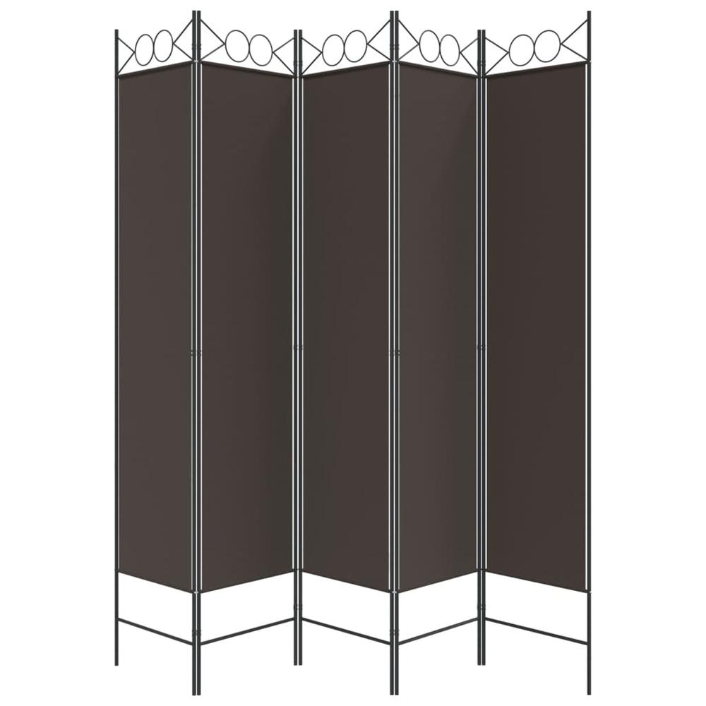 5-Panel Room Divider Brown 78.7"x78.7" Fabric. Picture 2
