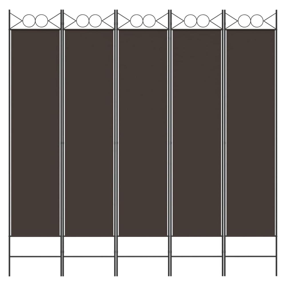 5-Panel Room Divider Brown 78.7"x78.7" Fabric. Picture 3