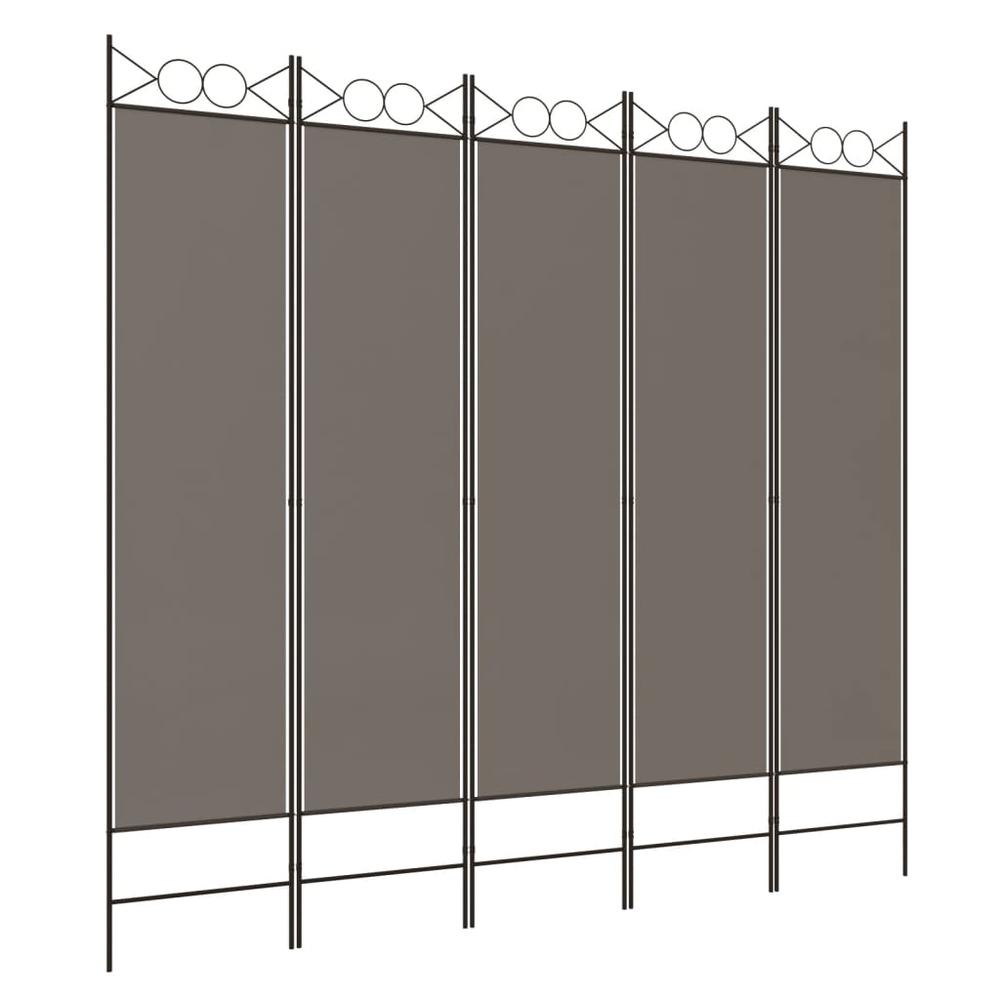 5-Panel Room Divider Anthracite 78.7"x78.7" Fabric. Picture 1