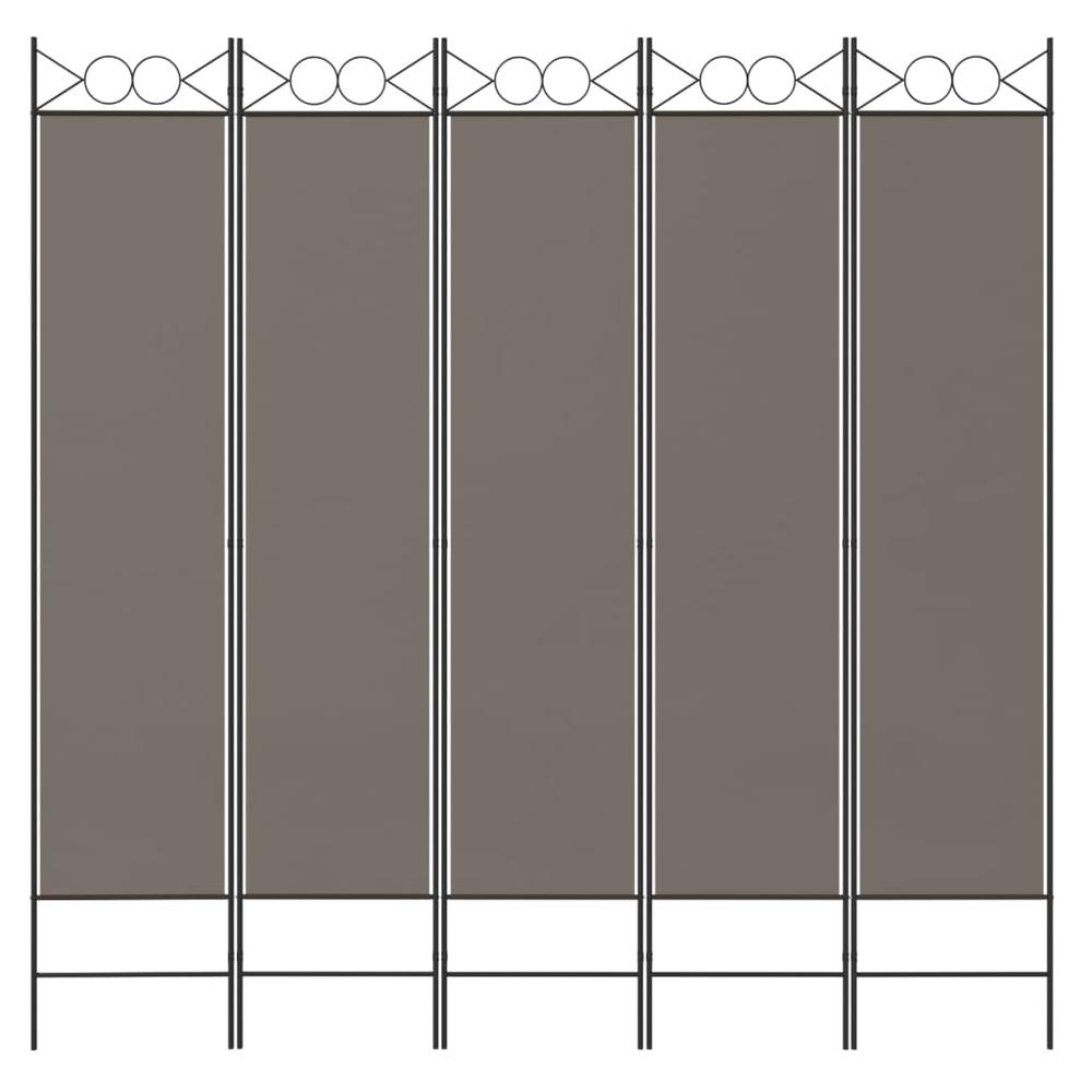 5-Panel Room Divider Anthracite 78.7"x78.7" Fabric. Picture 2