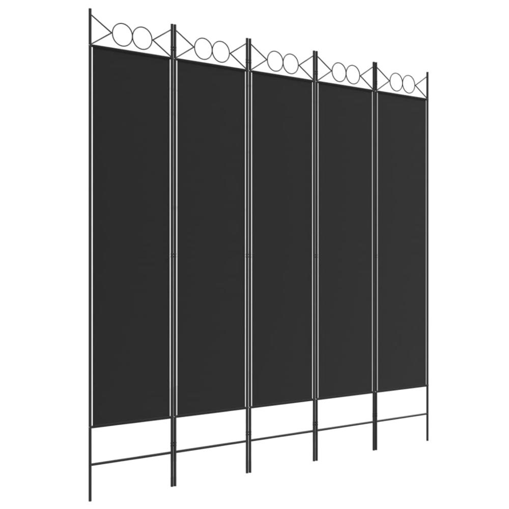 5-Panel Room Divider Black 78.7"x78.7" Fabric. Picture 1