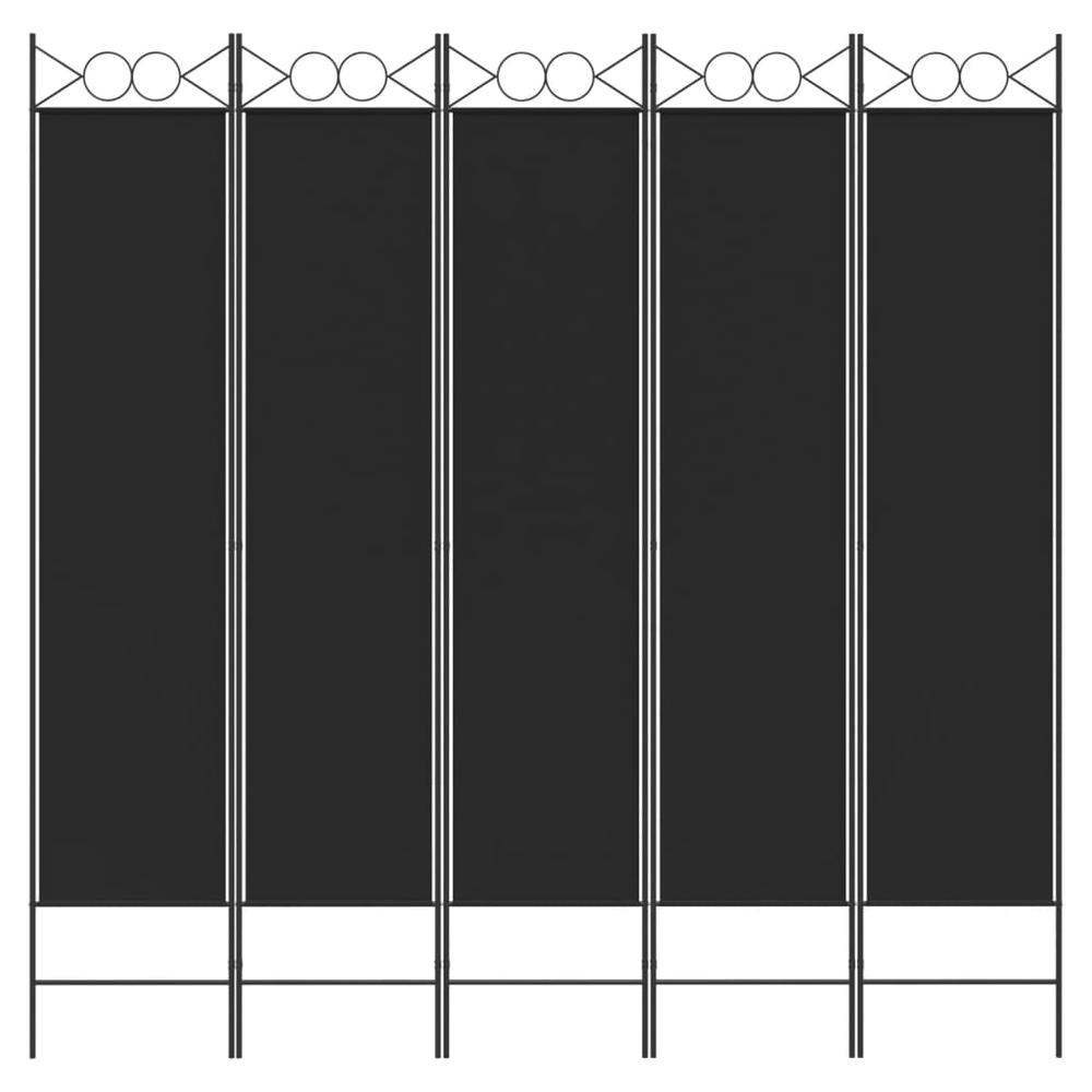 5-Panel Room Divider Black 78.7"x78.7" Fabric. Picture 2