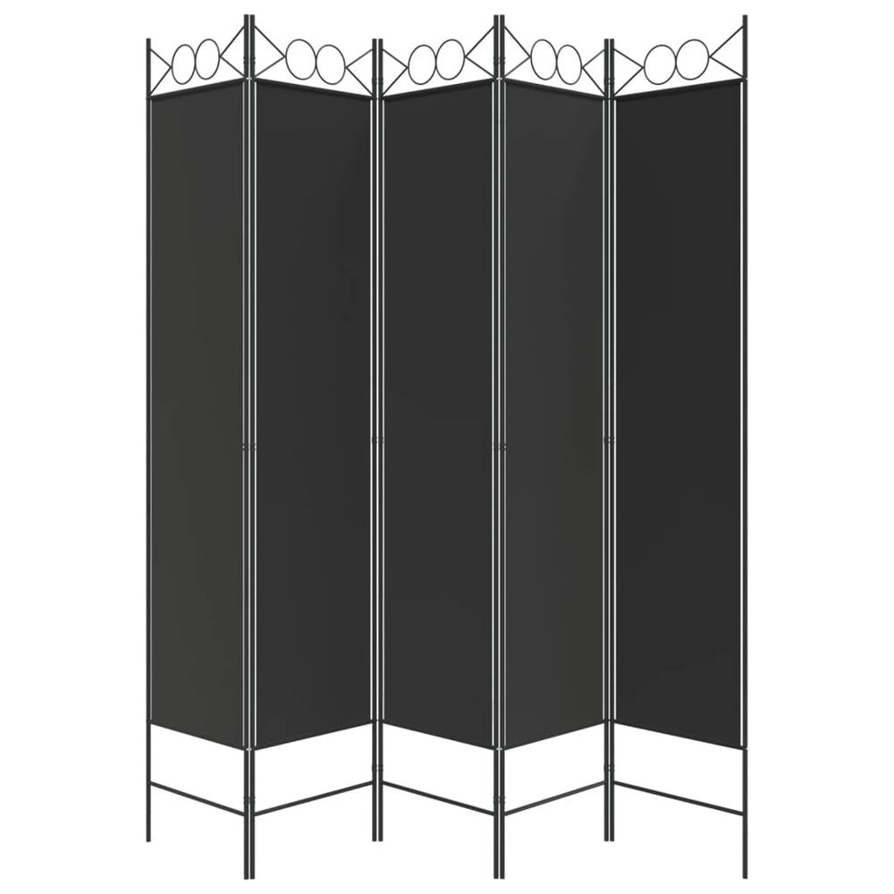 5-Panel Room Divider Black 78.7"x78.7" Fabric. Picture 3