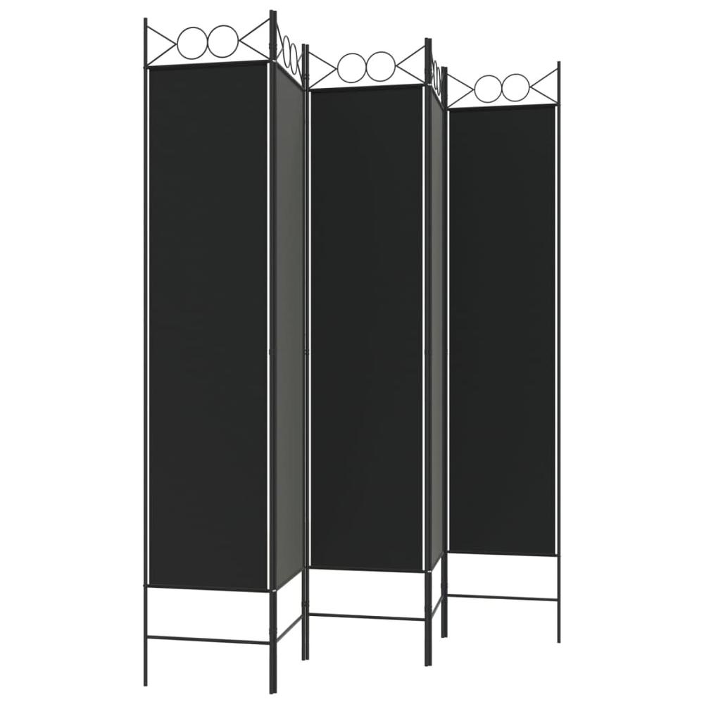 5-Panel Room Divider Black 78.7"x78.7" Fabric. Picture 4