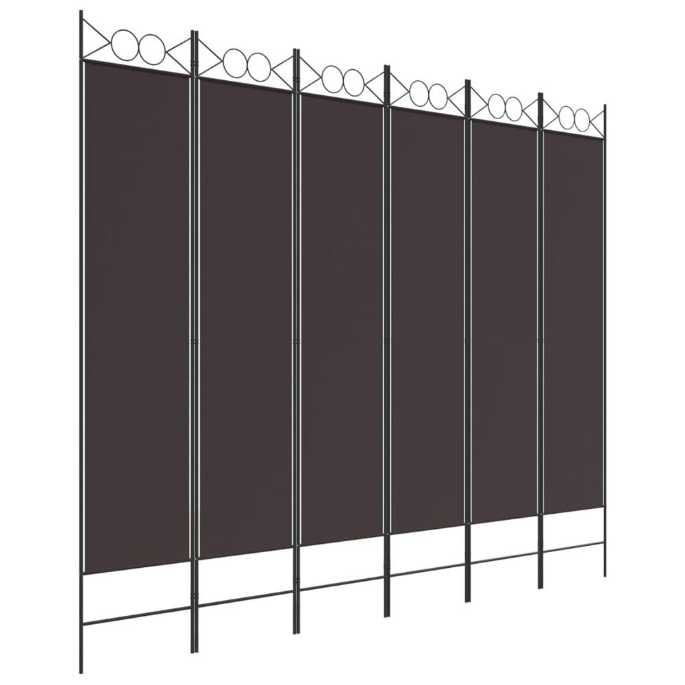 6-Panel Room Divider Brown 94.5"x78.7" Fabric. Picture 1