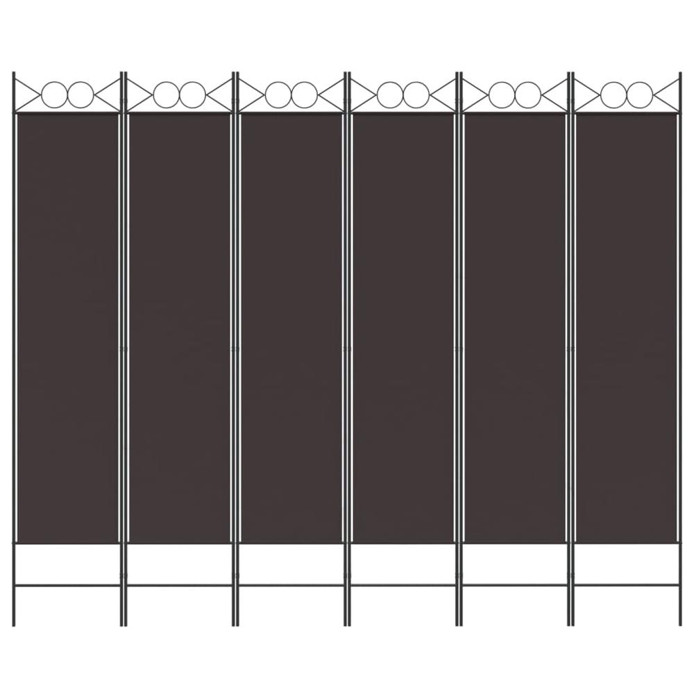 6-Panel Room Divider Brown 94.5"x78.7" Fabric. Picture 2
