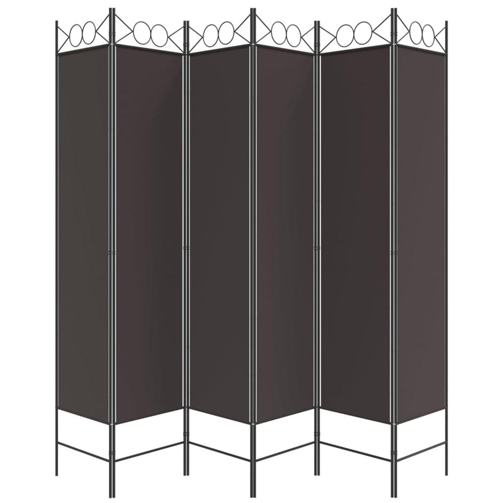 6-Panel Room Divider Brown 94.5"x78.7" Fabric. Picture 3