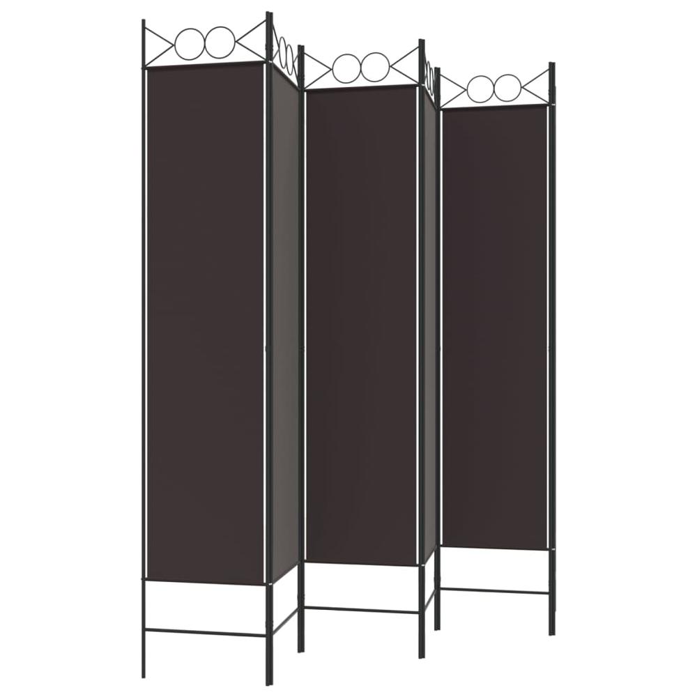 6-Panel Room Divider Brown 94.5"x78.7" Fabric. Picture 4