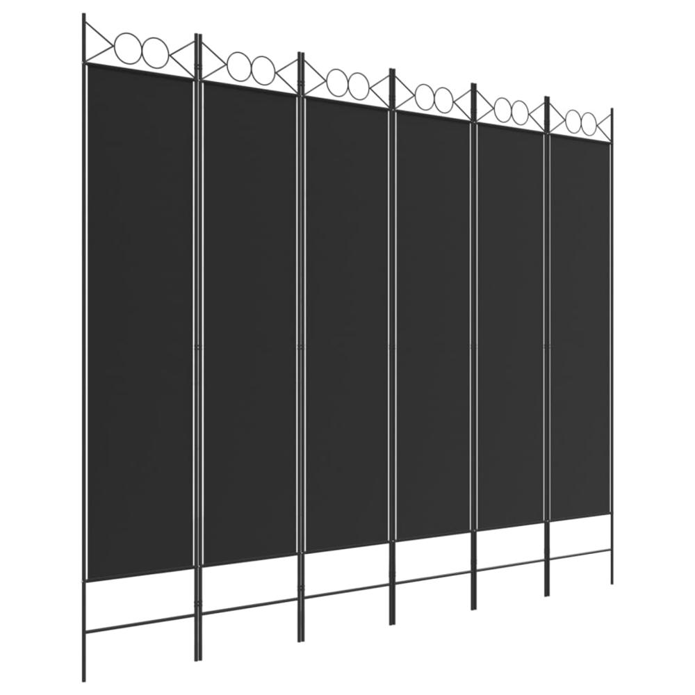 6-Panel Room Divider Black 94.5"x78.7" Fabric. Picture 1