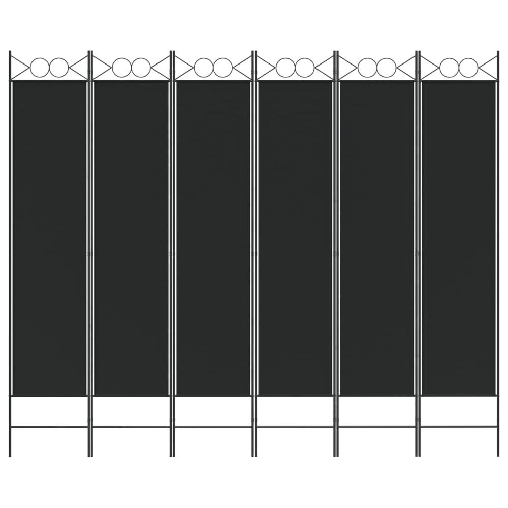 6-Panel Room Divider Black 94.5"x78.7" Fabric. Picture 2