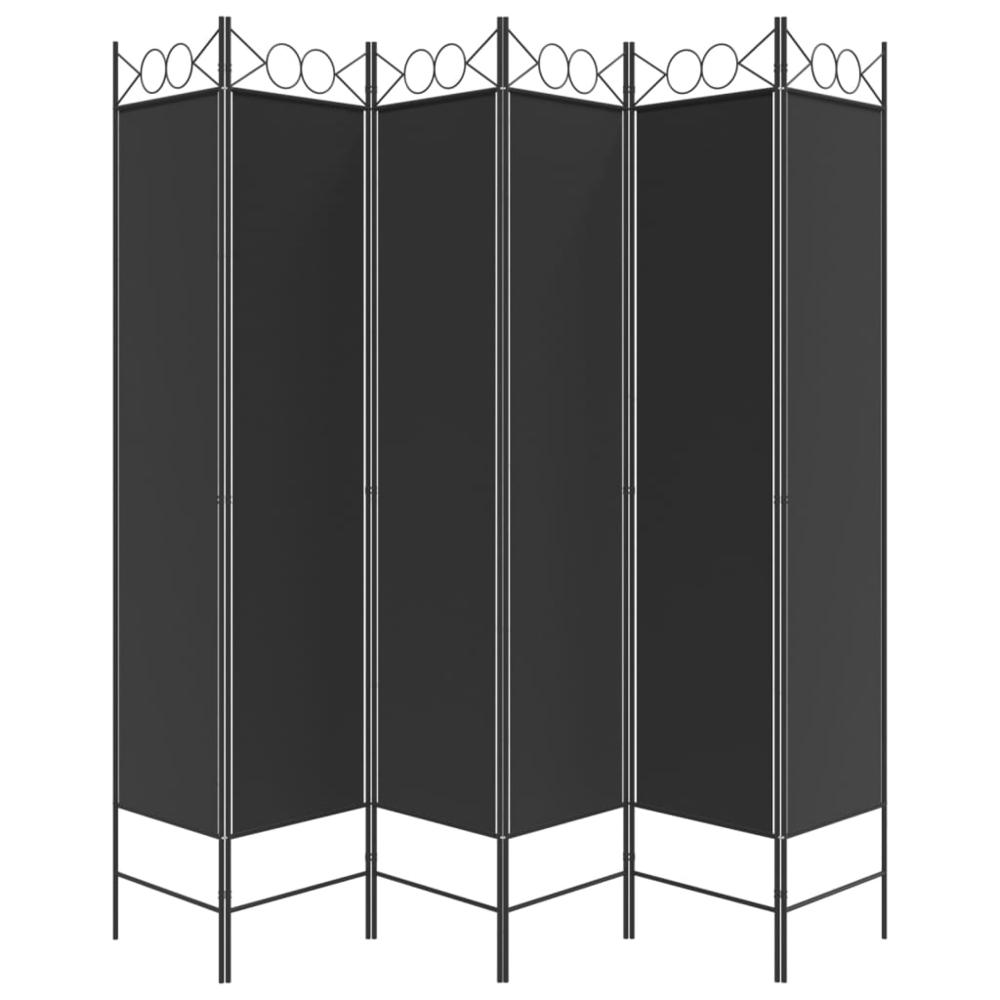 6-Panel Room Divider Black 94.5"x78.7" Fabric. Picture 3