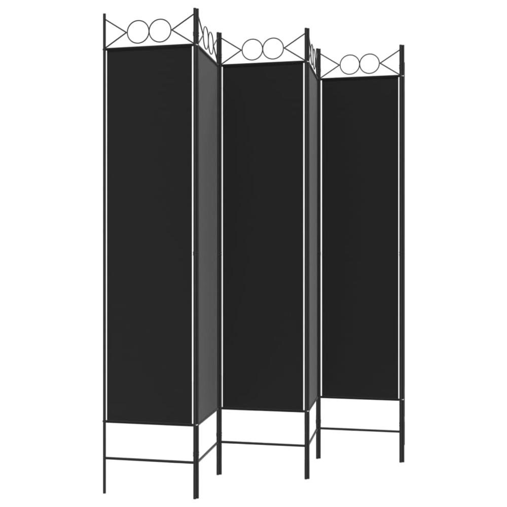6-Panel Room Divider Black 94.5"x78.7" Fabric. Picture 4